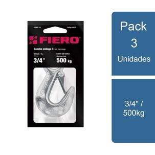 Pack 3 Gancho Con Seguro 3/4" / 500kg Fiero